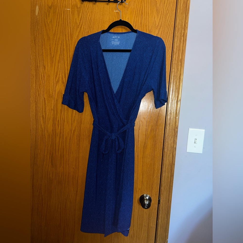 Apt 9 Faux Wrap Blue Speckled Dress - Size Large, NWOT